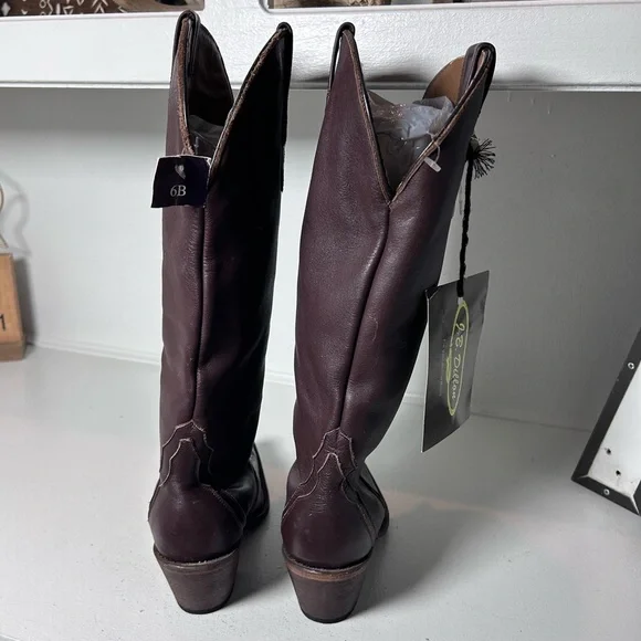 JB Dillon Dark Brown Leather Western Cowboy Boots Women’s 6B New With Tags - Picture 5 of 8
